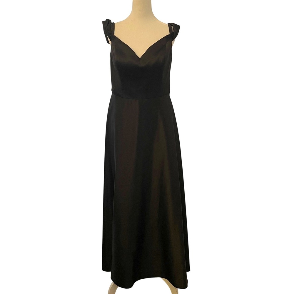 DB Studio Satin Off Shoulder Formal Gown Dress 14 Bridesmaid Maxi F20134 Black - Picture 2 of 16